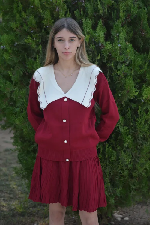 חליפת סיונה סריג בורדו